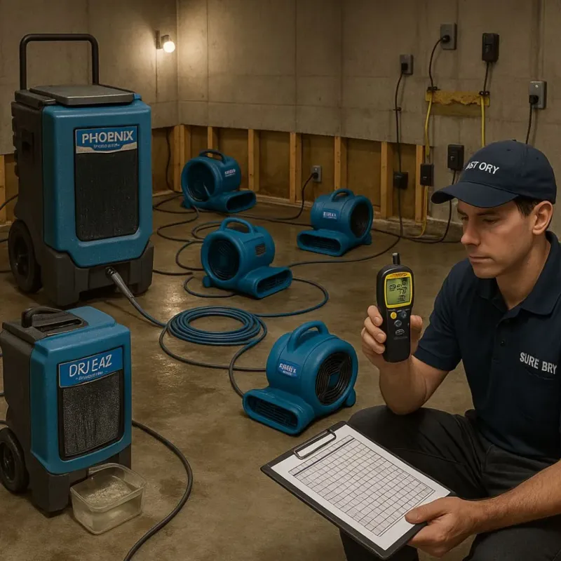 Structural Drying and Dehumidification process in Burlington, NJ